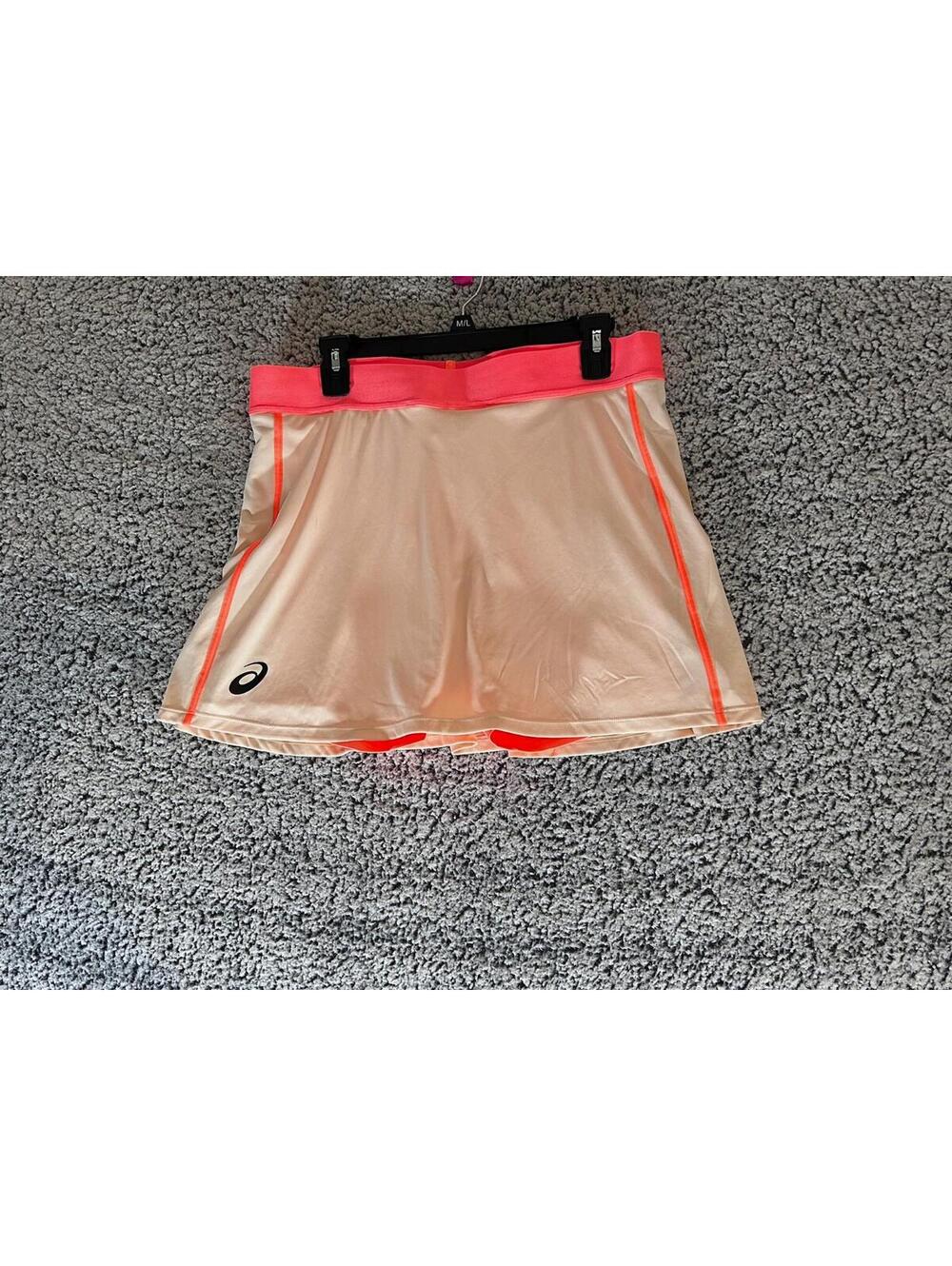 ASICS Women Match Tennis Skort XL Coral Pink Orange Built In Shorts NWT $78 MSRP